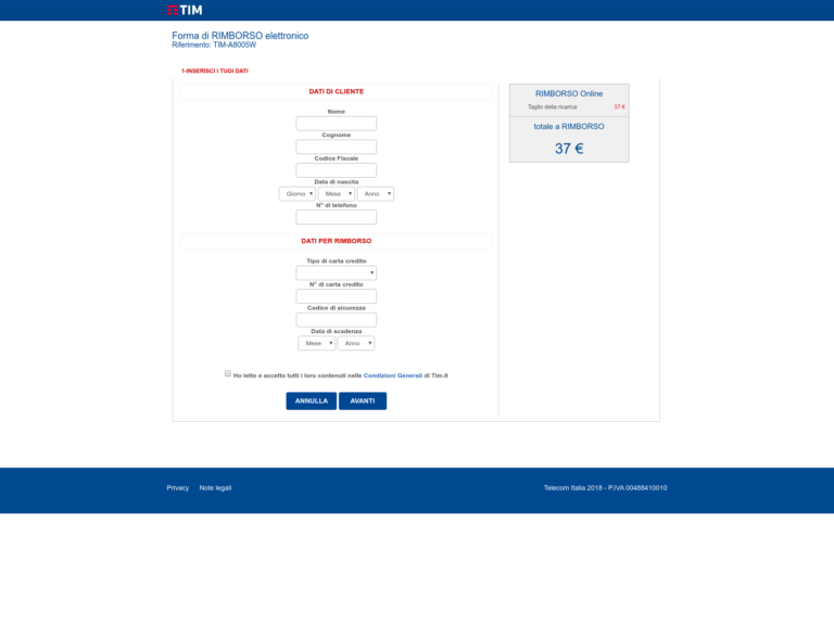 #PHISHING: frode sui rimborsi ai danni di TIM