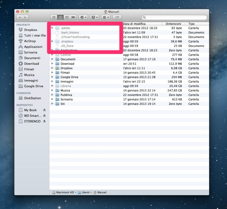 Come nascondere i file e visualizzare i file nascosti in Mac OS X